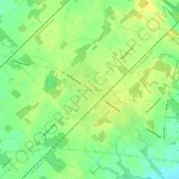 Carte topographique Mount Brydges, altitude, relief