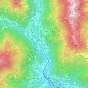 Carte topographique Procaria, altitude, relief