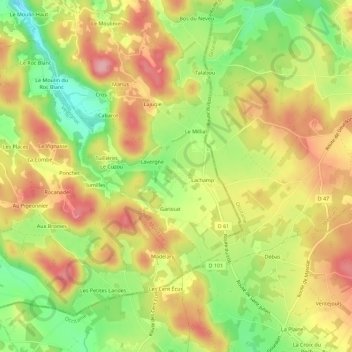 Carte topographique Manobre, altitude, relief