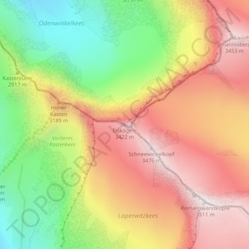Carte topographique Eiskögele, altitude, relief