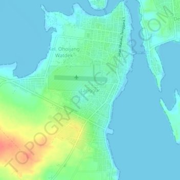 Carte topographique Langgur, altitude, relief