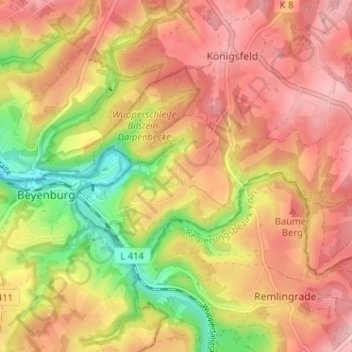 Carte topographique Hillringhausen, altitude, relief