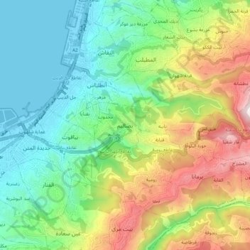 Carte topographique Bsalim, altitude, relief
