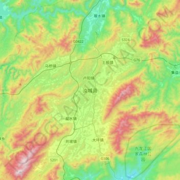 Carte topographique 汝城县, altitude, relief