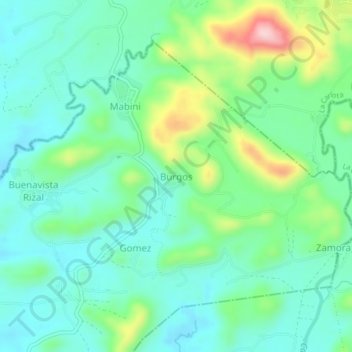 Carte topographique Burgos, altitude, relief