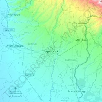 Carte topographique Tapachula, altitude, relief
