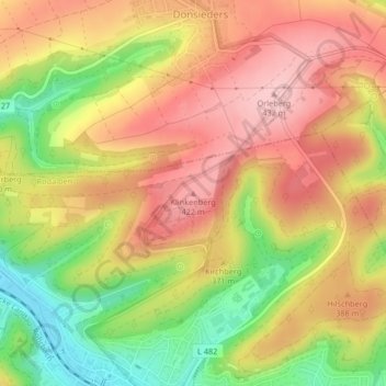 Carte topographique Klinkenberg, altitude, relief