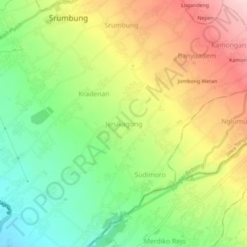 Carte topographique Jerukagung, altitude, relief