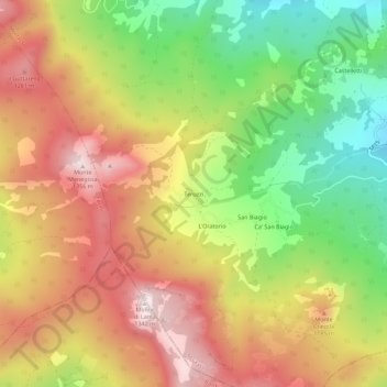 Carte topographique Teruzzi, altitude, relief
