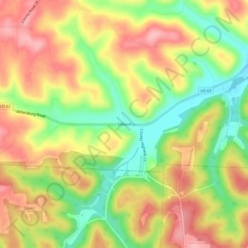 Carte topographique Stillwell, altitude, relief