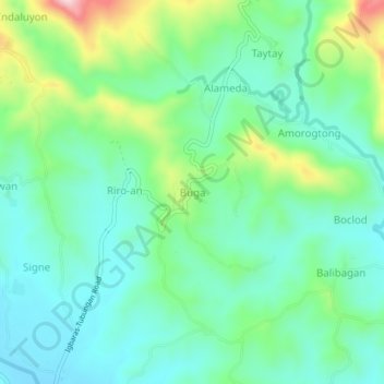 Carte topographique Buga, altitude, relief
