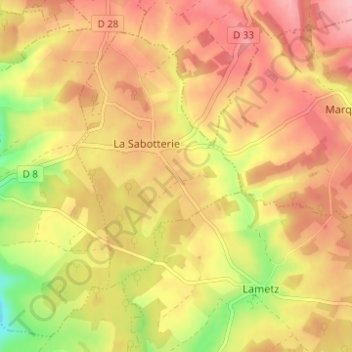 Carte topographique Le Puits de Là-Bas, altitude, relief