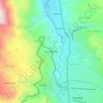 Carte topographique Cochapampa, altitude, relief