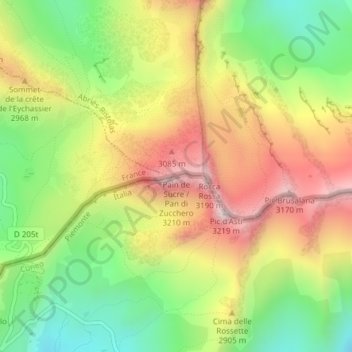 Carte topographique Pain de Sucre, altitude, relief