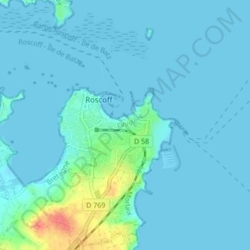 Carte topographique Keradraon, altitude, relief