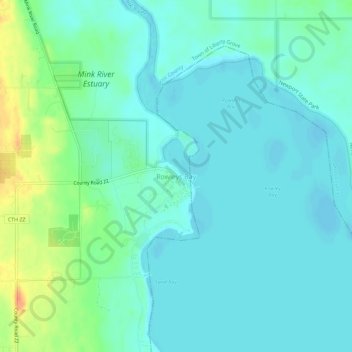 Carte topographique Rowleys Bay, altitude, relief