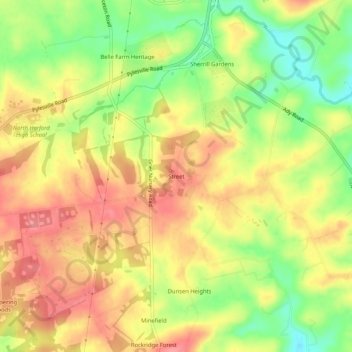 Carte topographique Street, altitude, relief