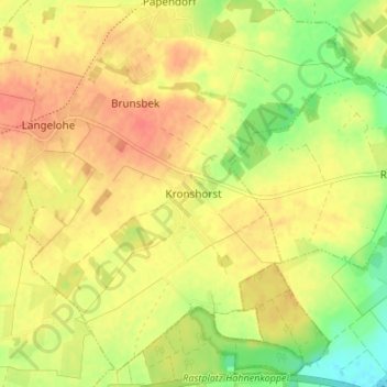 Carte topographique Kronshorst, altitude, relief