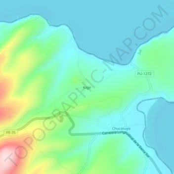 Carte topographique Kajje, altitude, relief