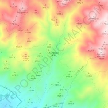 Carte topographique Rambla del Agua, altitude, relief