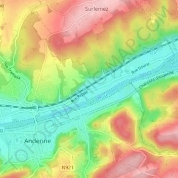 Carte topographique Reppe, altitude, relief
