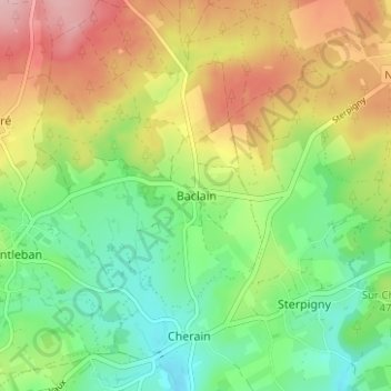 Carte topographique Baclain, altitude, relief