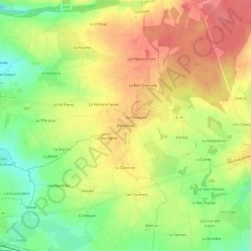 Carte topographique Blanchard, altitude, relief