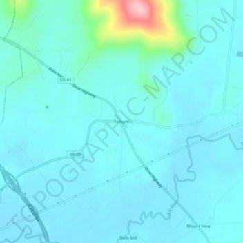 Carte topographique Pelham, altitude, relief