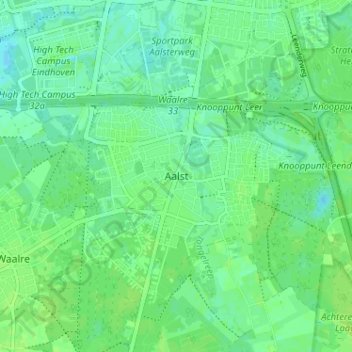 Carte topographique Aalst, altitude, relief