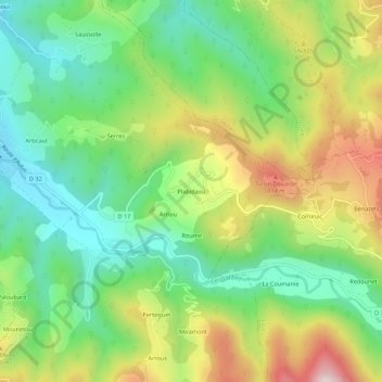 Carte topographique Plabidaou, altitude, relief