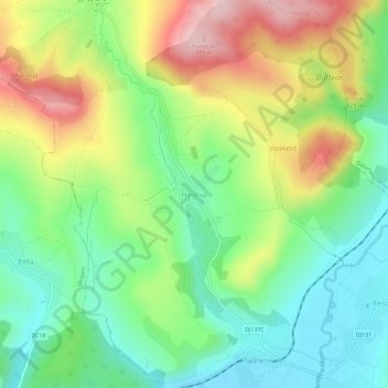 Carte topographique Hoghia, altitude, relief