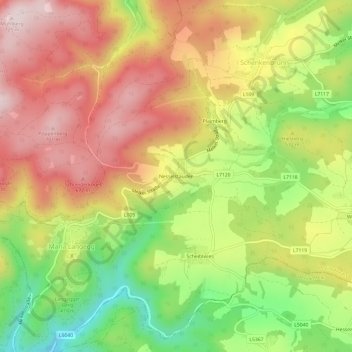 Carte topographique Nesselstauden, altitude, relief