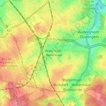 Carte topographique Watermael, altitude, relief