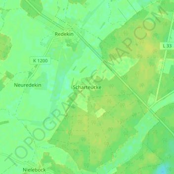 Carte topographique Scharteucke, altitude, relief