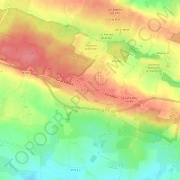 Carte topographique Bel-Air de Combrée, altitude, relief