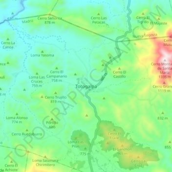Carte topographique Totogalpa, altitude, relief