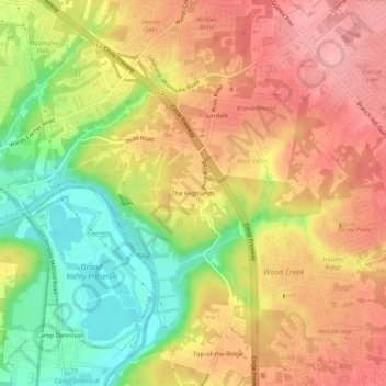 Carte topographique The Highlands, altitude, relief