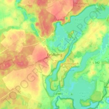 Carte topographique Feldberg, altitude, relief