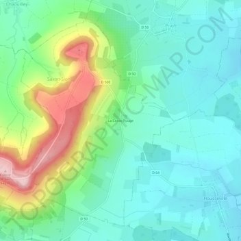 Carte topographique La Cense Rouge, altitude, relief