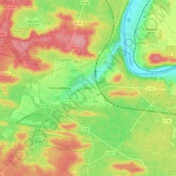 Carte topographique Avon, altitude, relief