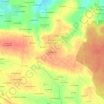 Carte topographique Richebourg, altitude, relief