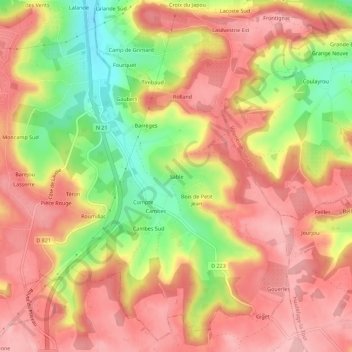 Carte topographique Sable, altitude, relief