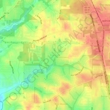 Carte topographique Irondale, altitude, relief