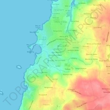 Carte topographique Moulin du Prieure, altitude, relief