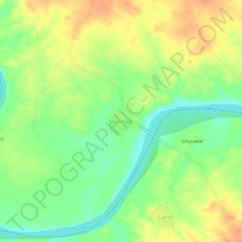 Carte topographique Jakhmoli, altitude, relief