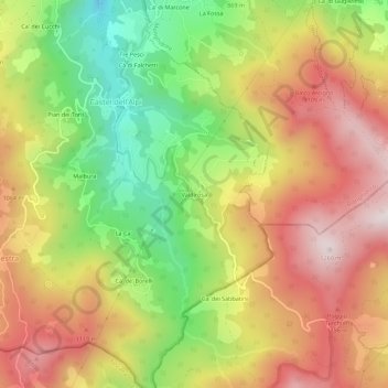 Carte topographique Valdirosa, altitude, relief