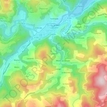 Carte topographique Jaquamet, altitude, relief