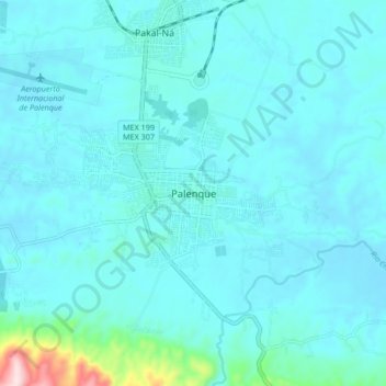Carte topographique Palenque, altitude, relief