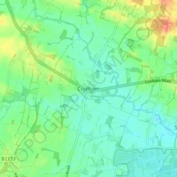 Carte topographique Coolham, altitude, relief