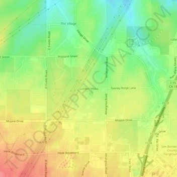 Carte topographique Golden Mesa, altitude, relief